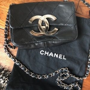 Black Chanel Flap Crossbody with large CC Buckle